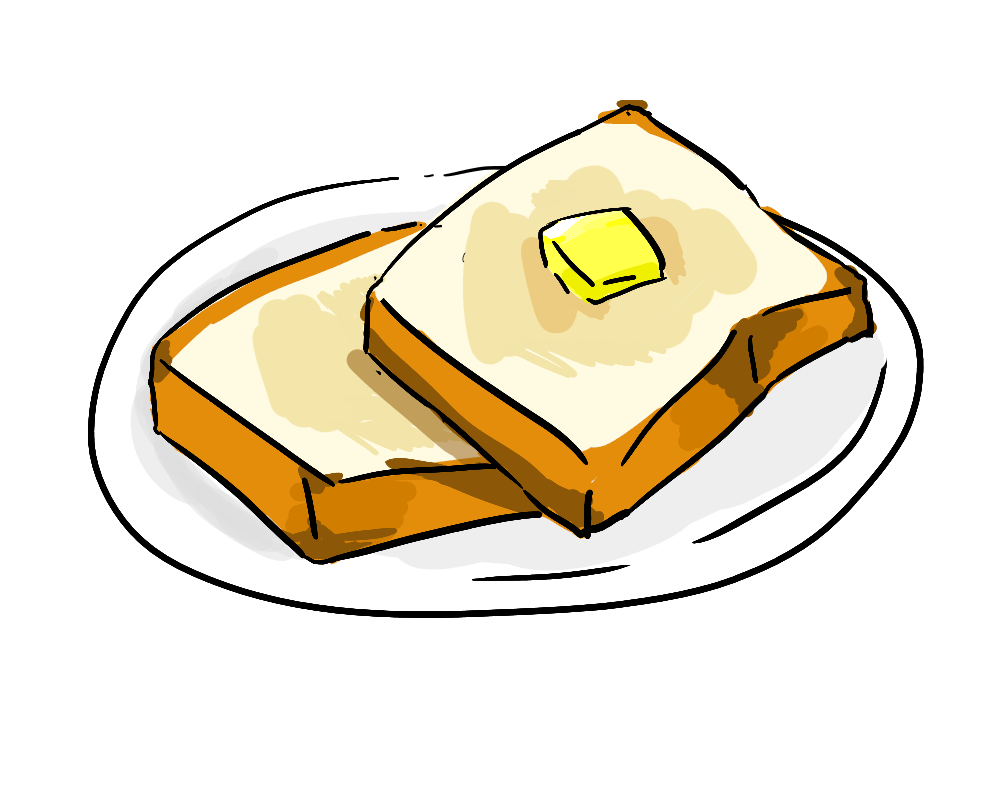 朝食 バタートースト 食パン のイラスト 無料フリー素材